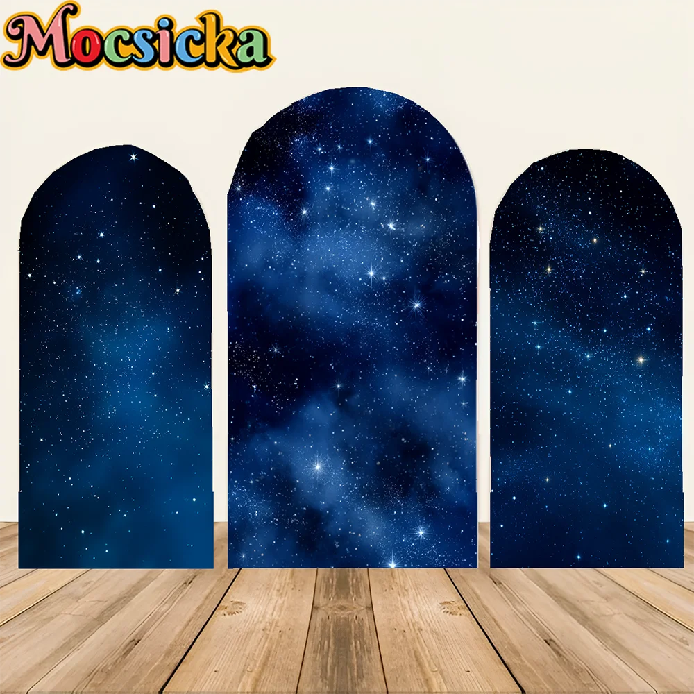 

﻿ Starry Sky arch background customizable text photo birthday wedding arrangement decoration photography props stretch fabric