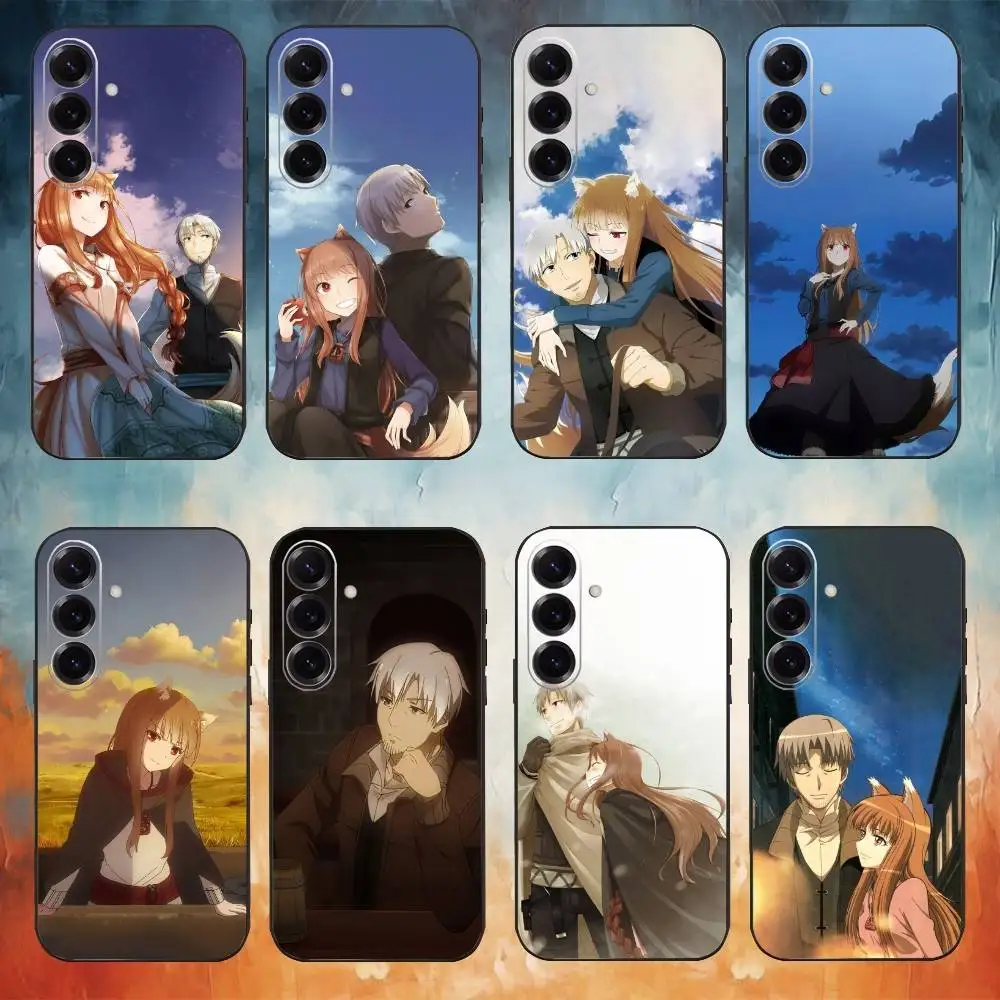 

Anime S-Spice and Wolf Phone Case For Samsung Galaxy A73,A72,A71,A70,A53,A52,A51,Others Soft Black Cover