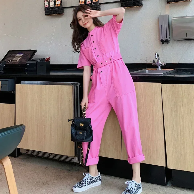 

Новый летний женский комбинезон, свободный комбинезон для работы с короткими рукавами