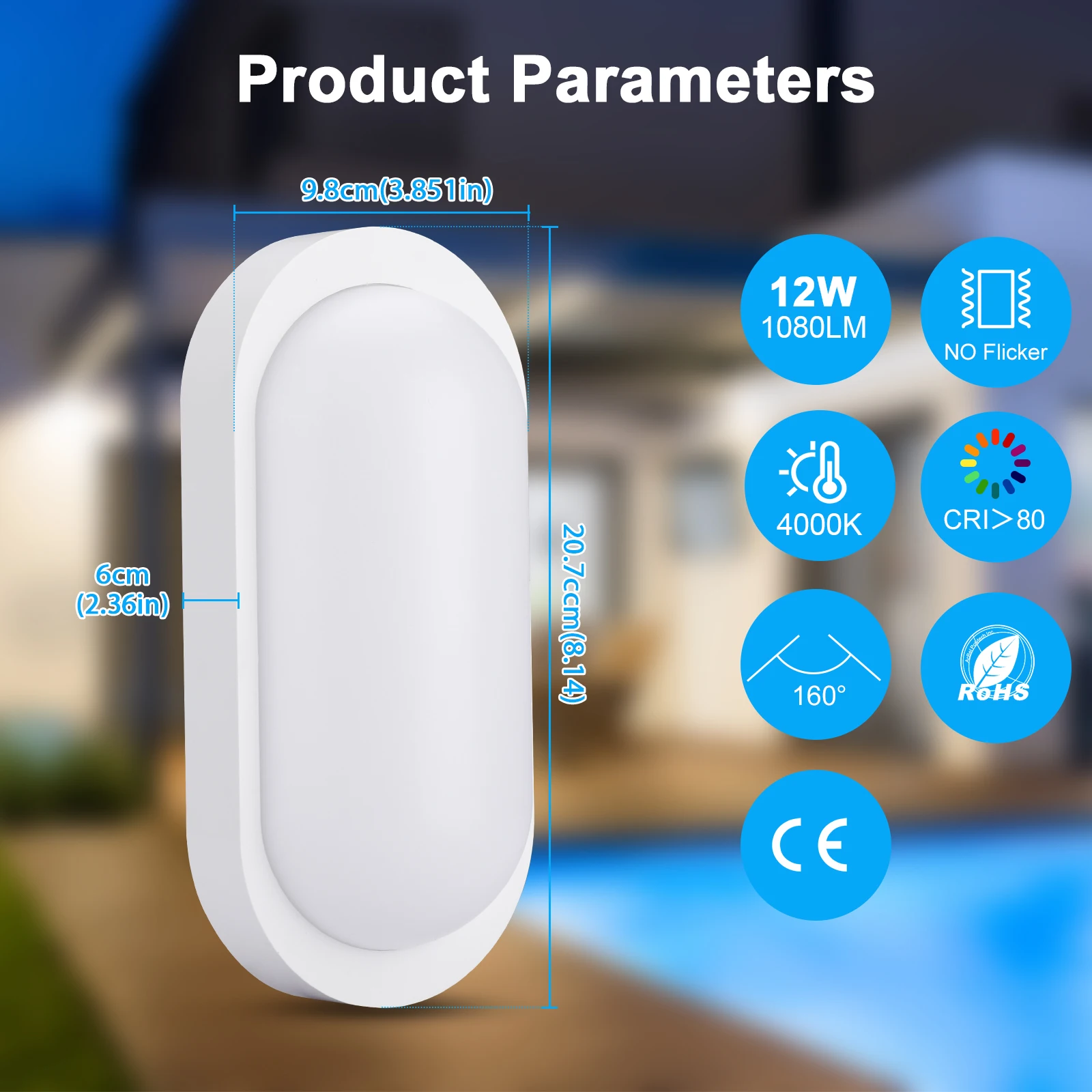 3 Stück LED-Wandleuchte 12W 1080LM 4000K IP65 mit Lichtsensor und Radar-Bewegungssensor, staubdicht, neutralweiß, geeignet