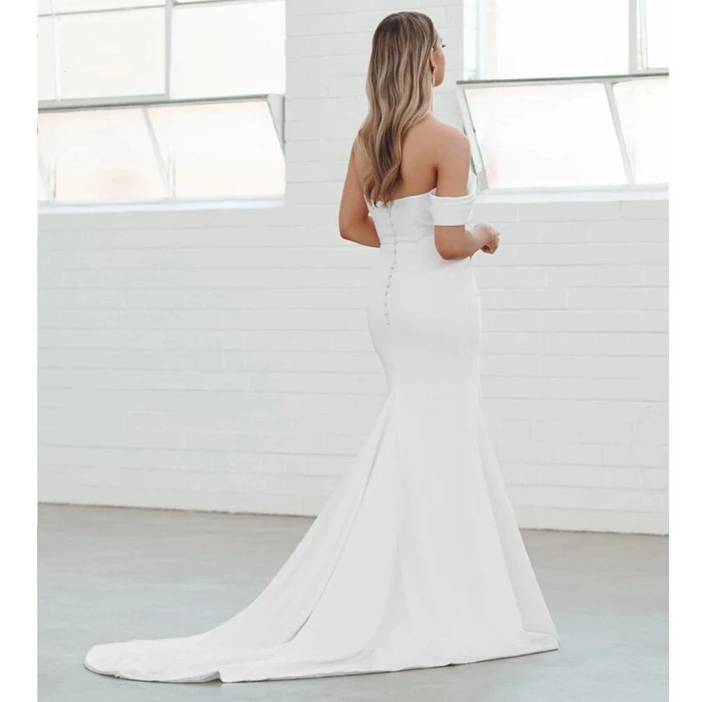 Robes de mariée simples avec bouton fendu au dos, chérie grande taille, hors des patients sirène initiés, quelle que soit la longue robe de mariée sexy, nouveau