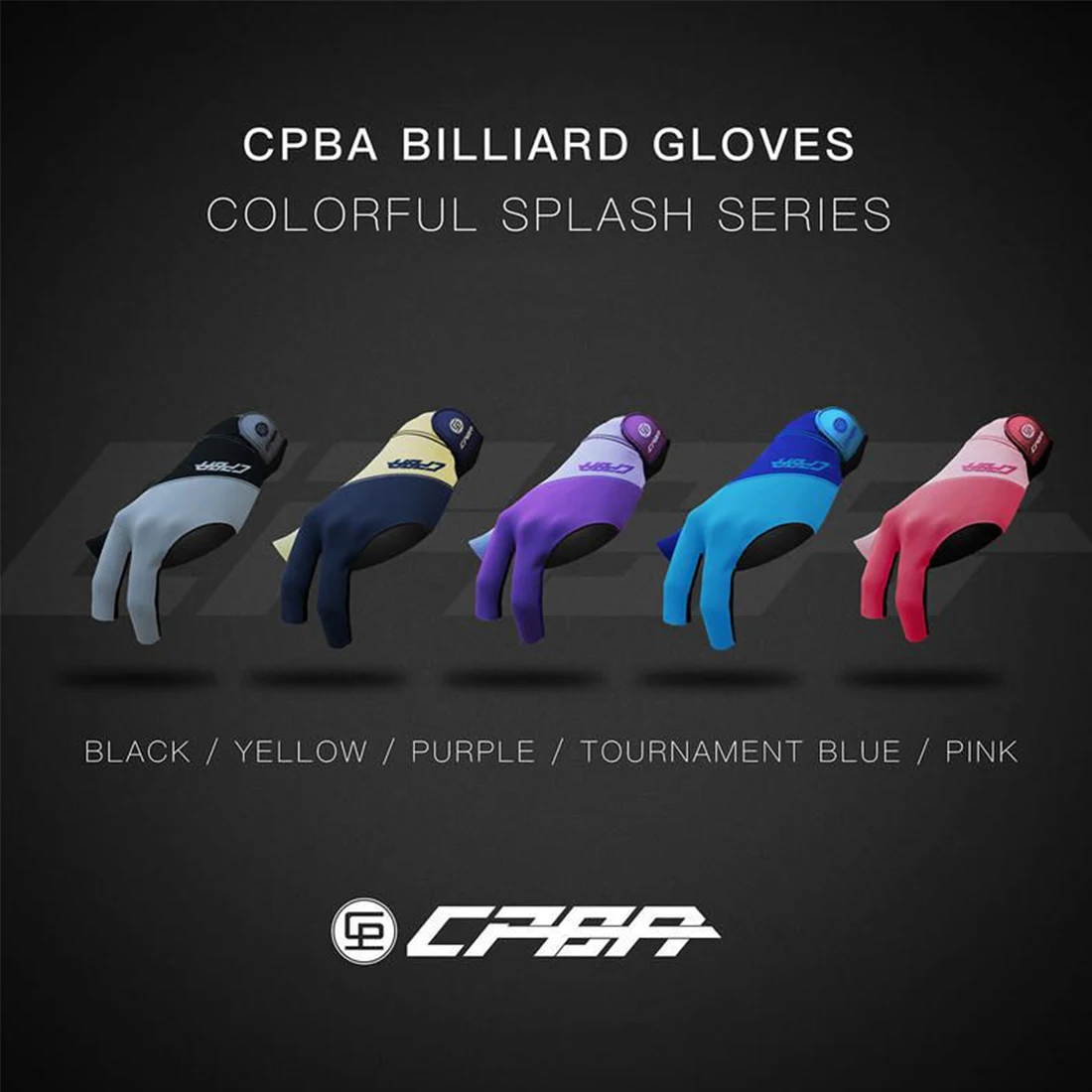 CPBA Colorful 3 Finger Billiards Glove Left Hand, Durable Double Stitched Snooker Pool Cue Glove Breathable Lycra Sport Glove