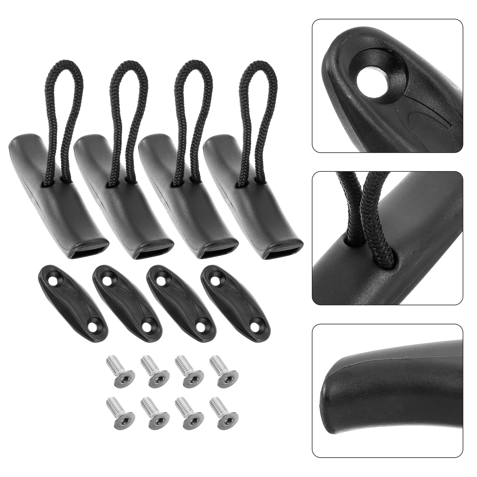 

4 set Kayak Pull Handle Kit Replacement Marine Boat Carry Handle With Cord Anti-Skid T-Handle For Canoe Kayaking Accessories