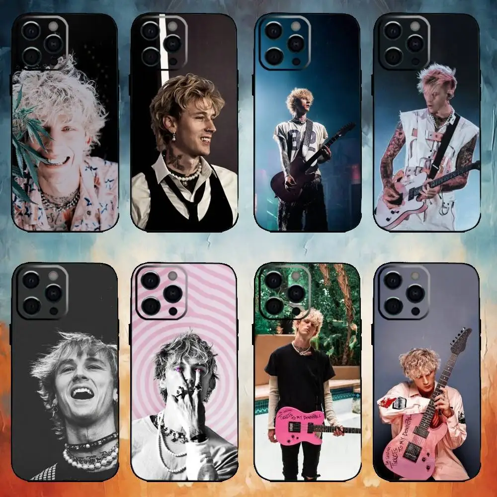 เคสโทรศัพท์ M-Machine Gun K-Kelly MGK สำหรับ iPhone17,16,15,14,13,12,11 Plus,Pro Max แบบนิ่ม สีดำ