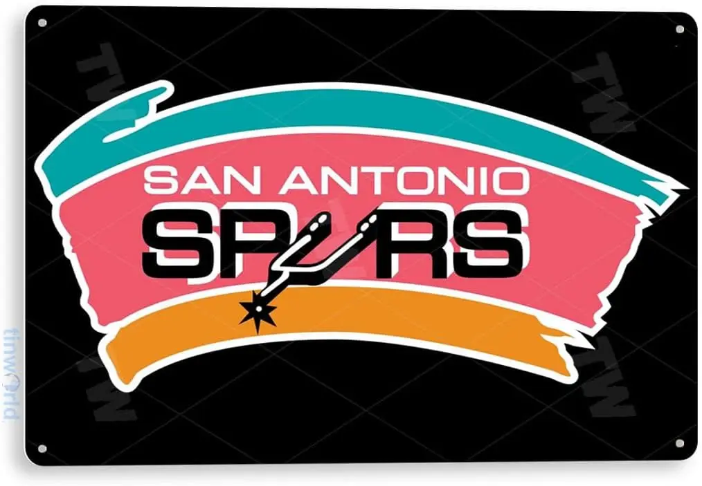 Tinworld Tin Sign: Spurs Basketball Retro San Antonio Sports Metal Decor Shop Bar Cave A696