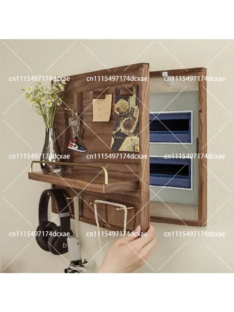 Modern Wall Art Electric Meter Box Cover, Swing Door Design with Solid Wood Frame & Hidden Shelf, Decorative Painting for Home