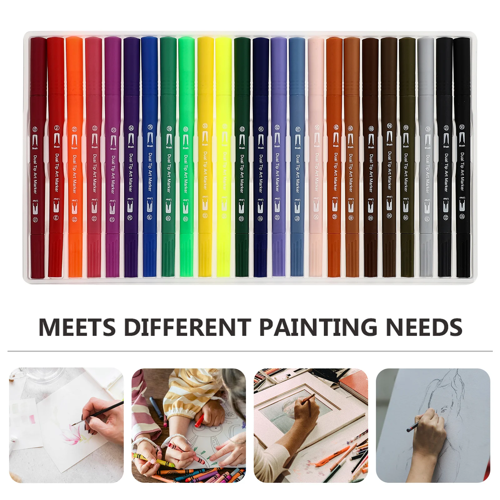 

Portable Double-headed Watercolor Pens Set Fine Liner Drawing Tools for Painting Art Craft Projects