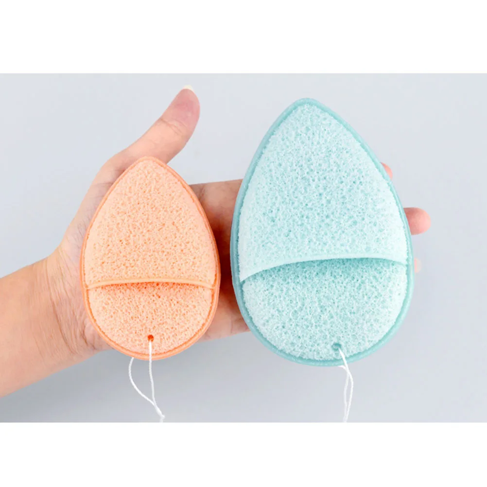 

2Pcs Konjac Face Cleansing Sponge Water Drop Shape Daily Exfoliating Soft Facial Cleaning Sponge Gentle Skin Care Makeup Remover