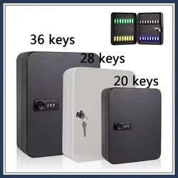 Combination Key Cabinet 20 Key Hook Locking Key Organizer Case with Key/Code Lock Storage Lock Box Wall Mounted Key Security Box
