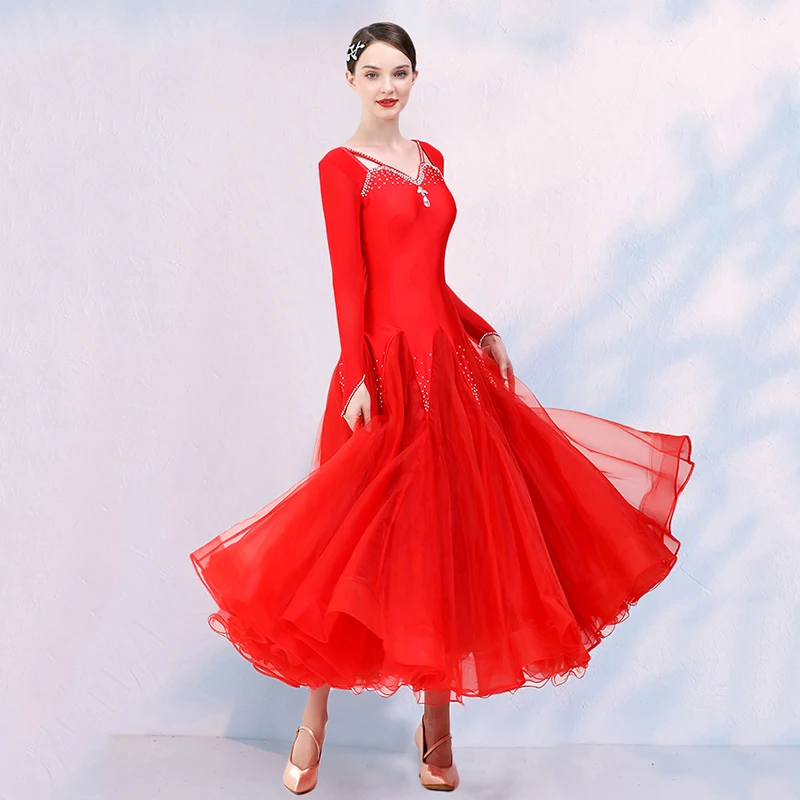 

2025 Ballroom Dance Competition Dresses For Women Standard Waltz Big Swing Dress Performance Modern Dancewear Party Costumes