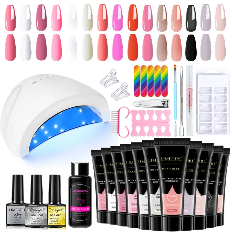 

Limegirl—Gel Nail Polish Set With 6/48W Nail Art Lamp 12/15 Colors Gel Nail Polish Nail Manicure Tools All-in-one Set