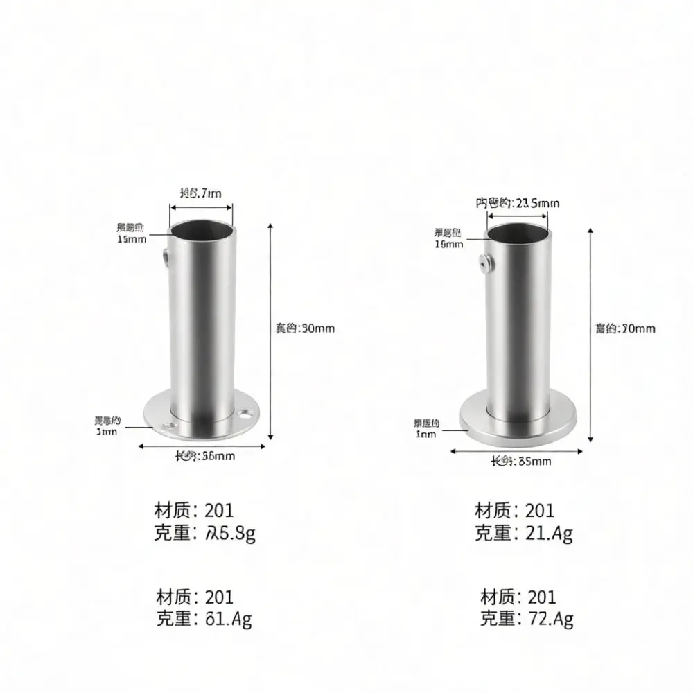 Adjustable Stainless Steel Flange Bracket For Amada Shower Curtain Rod Holder Heavy Duty Closet Pipe Mount Hardware Base