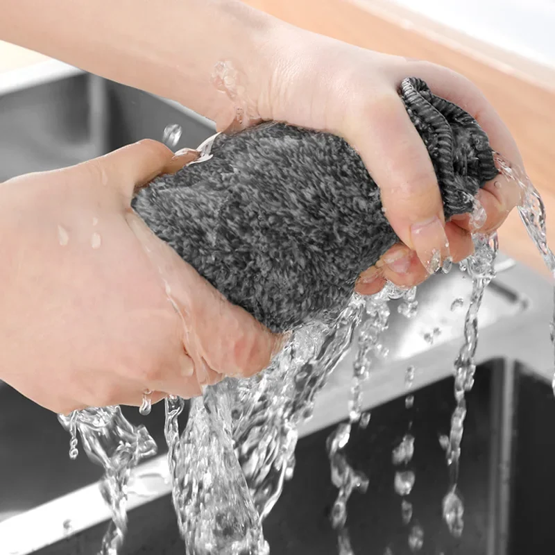 

1Pc Kitchen Cleaning Towel Microfiber Cleaning Cloth Dishcloth Absorbent Non-stick Oil Rags Pot Dish Washing Wipe Cloth