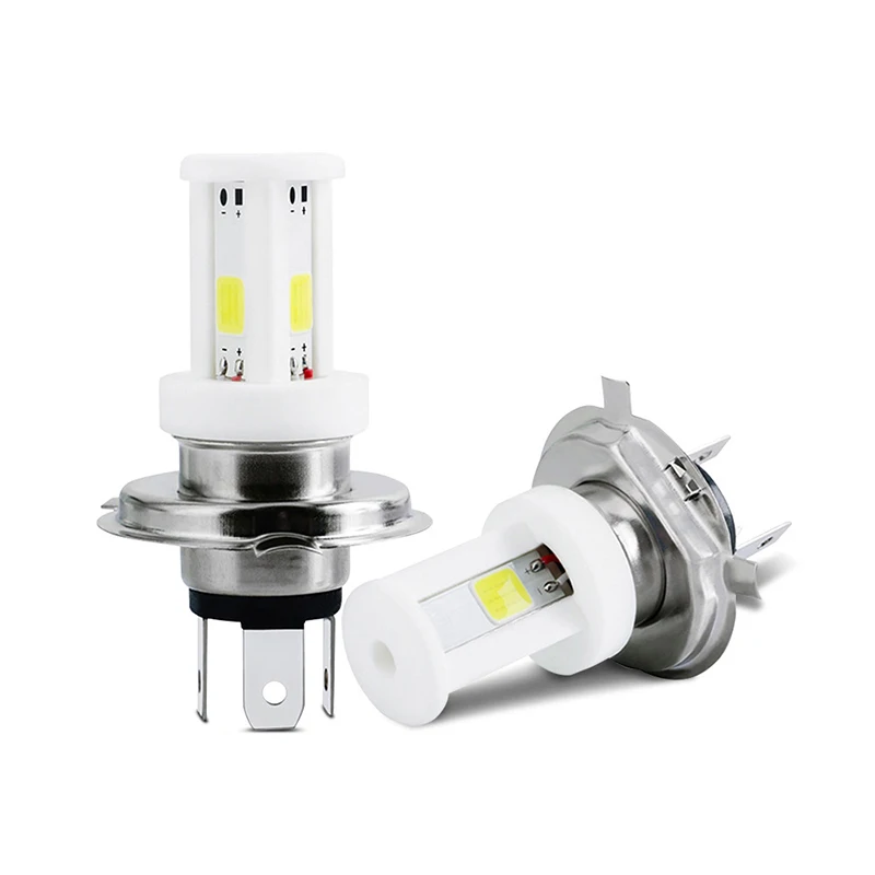 Motorcycle Headlight Bulbs H4 Led 3 Sides COB Moto Lights High Low Beam Motorbike Accessories Ceramic LED 12V