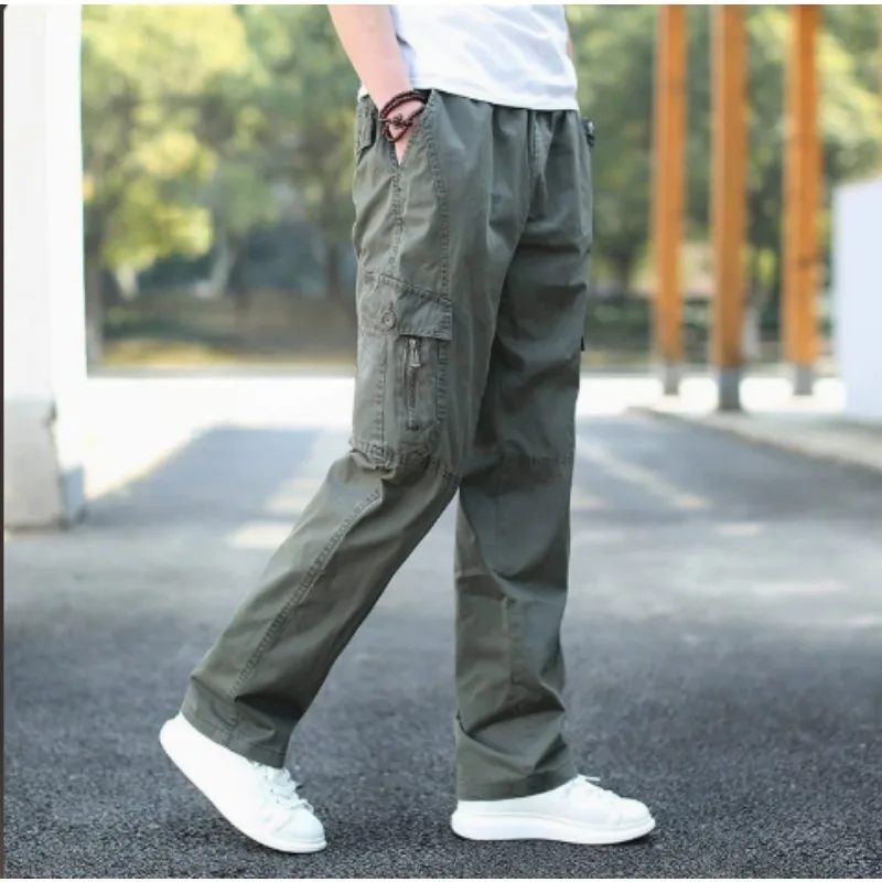 Men's Cargo Pants Loose Straight Pants Plus Size Clothing Work Wear Korean Japanese Joggers Homme Sports Cotton Casual Trousers