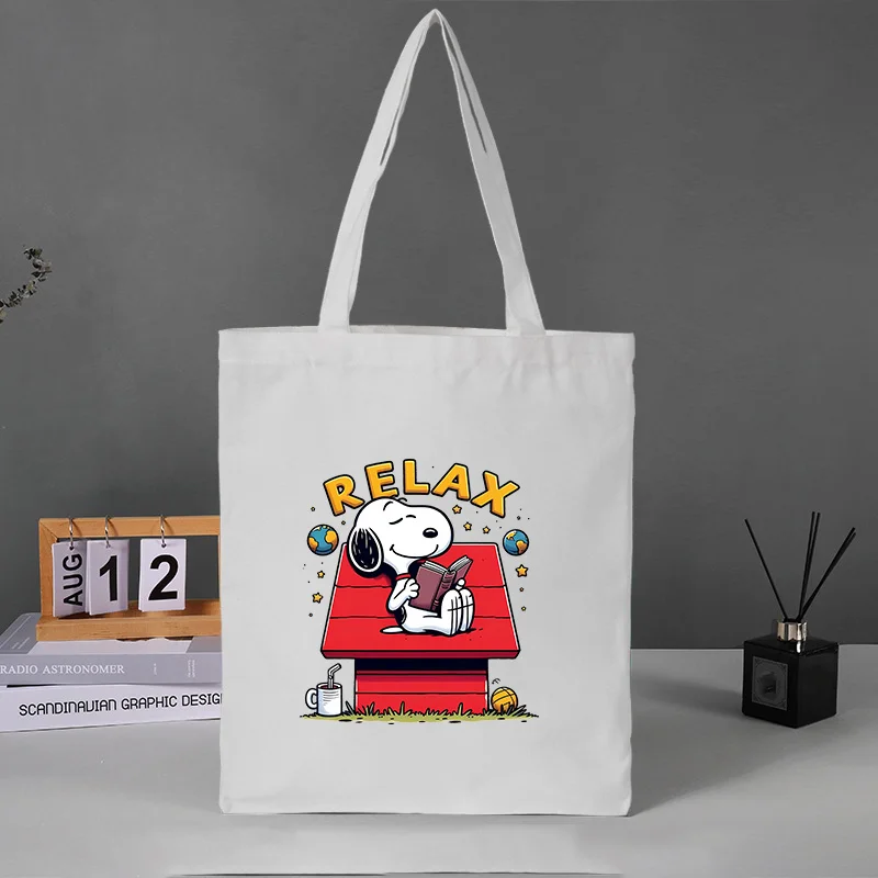 

Холщовая сумка для покупок Snoopys с аниме-принтом, многоразовая, складная, женская, моющаяся, тканевая, для продуктов, портативная, экологичная, ручная сумка