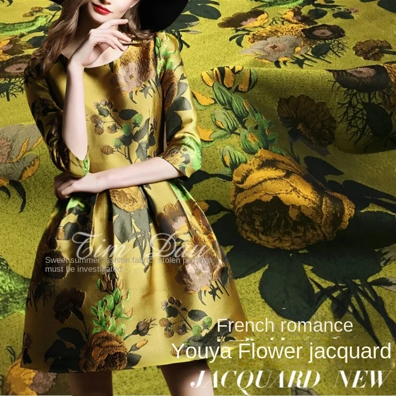 French Romantic Jacquard Fabric for Skirt Dress Windbreaker Brocade Fabrics Wholesale Polyester Cloth Diy Sewing Per Meter