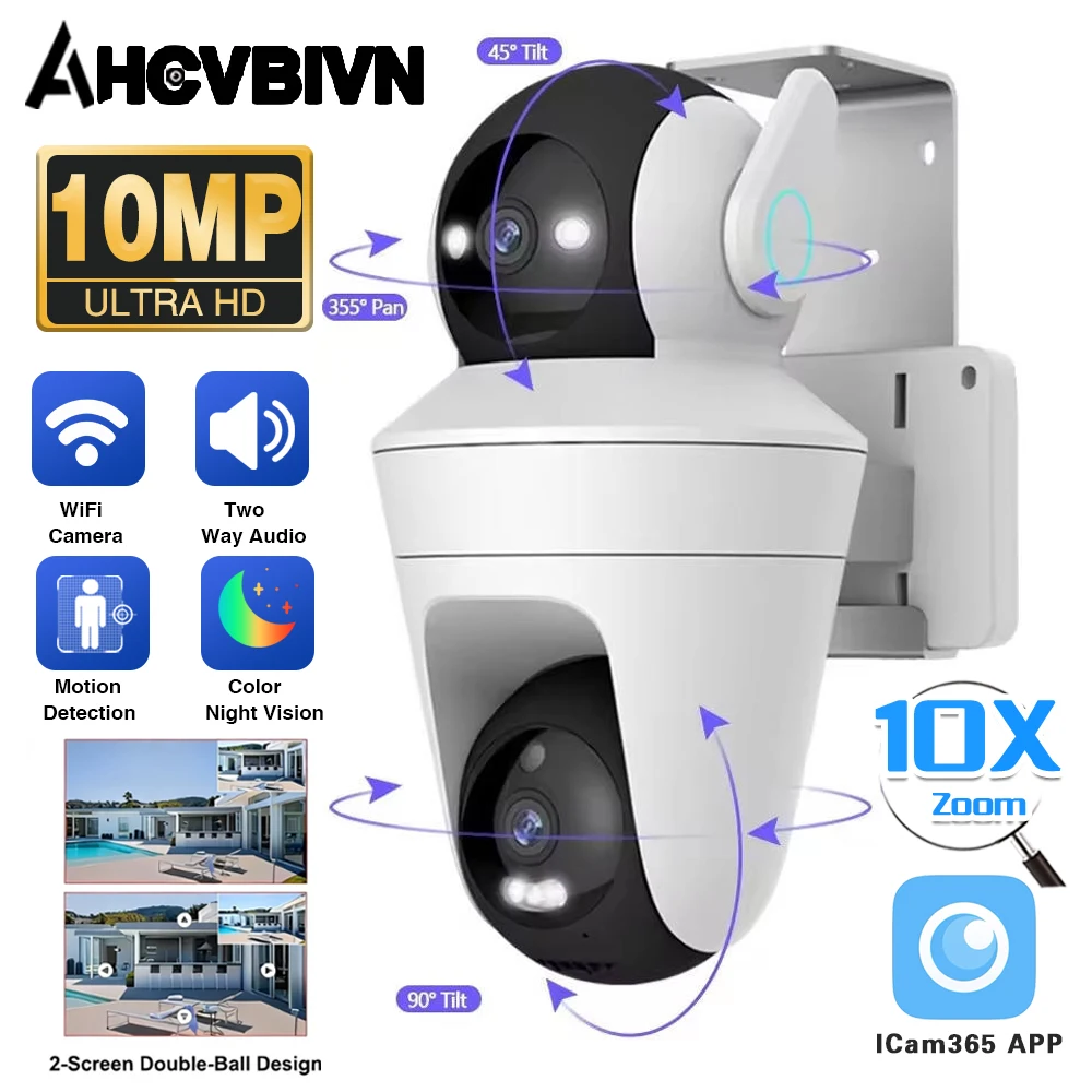 

5K 10MP Wi-Fi камера 10-кратный зум CCTV автоматическое отслеживание двойной объектив двойной экран PTZ камера видеонаблюдения камера безопасности