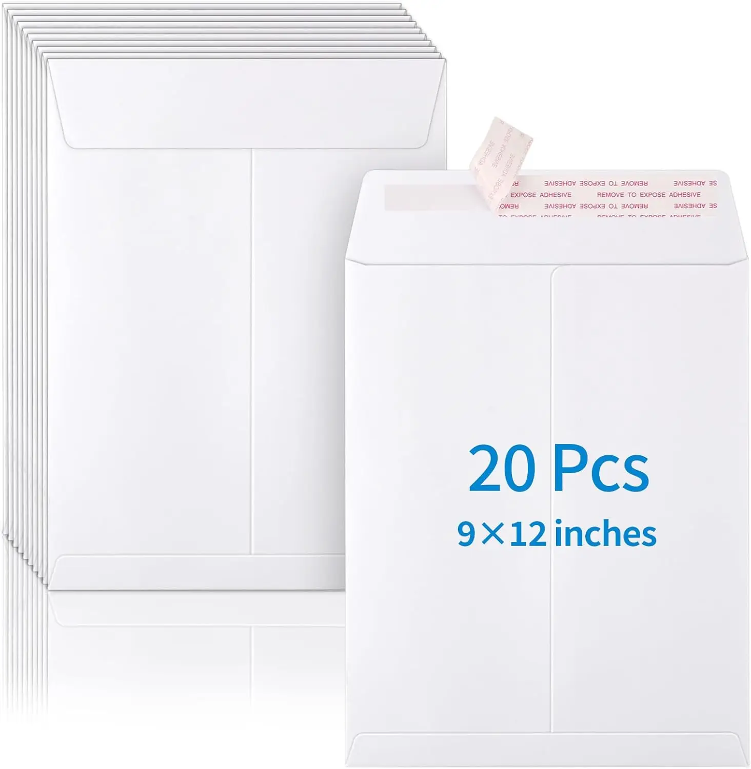 

20 Pack 9x12 Catalog Envelopes Self Seal, White Manila Mailing Envelopes for Business Documents, Storage, Office