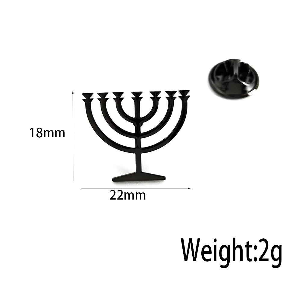 Jewish menorah men\'s brooch stainless steel lapel pin suit shirt decoration accessories wedding groomsmen gift