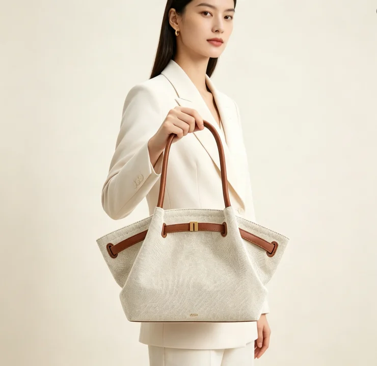 JW Large Canvas Dumpling Tote Bag for Women, CelebrityStyle Commute Handbag, Minimalist NicheDesign Shoulder Shopping Bag with