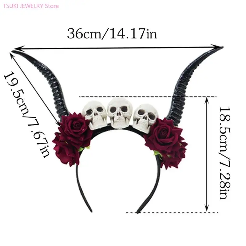 62KE أغطية رأس أنيقة من الراتنج على شكل قرن قوطي من الدانتيل للحفلات التنكرية