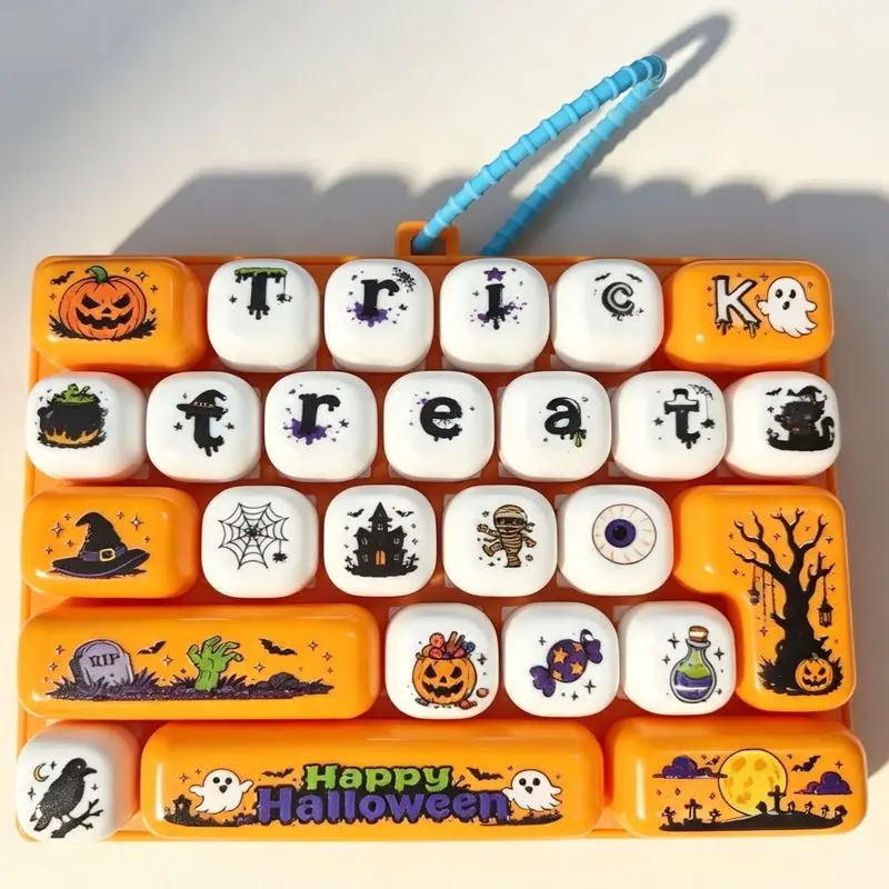 Halloween Limited Edition 26‑Key Mini Keyboard Pop It Keychain Portable Backpack Charm Stress Relief Push Pop Fidget Toy Gift view 4