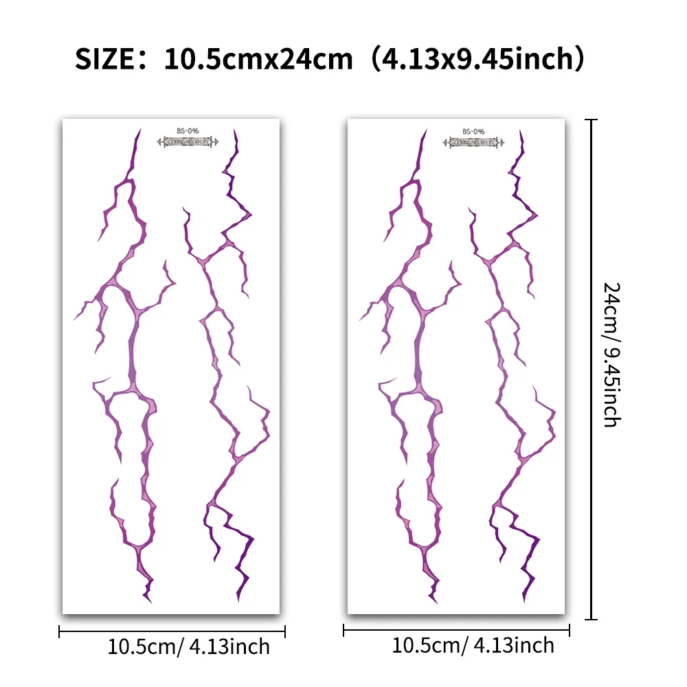 قطعتان من ملصقات الوشم المزيفة الكبيرة - تصميم مفصل لوريد البرق باللونين الأسود والأحمر لحفلات الهالوين، ومستلزمات فنية للوجه والجسم #5