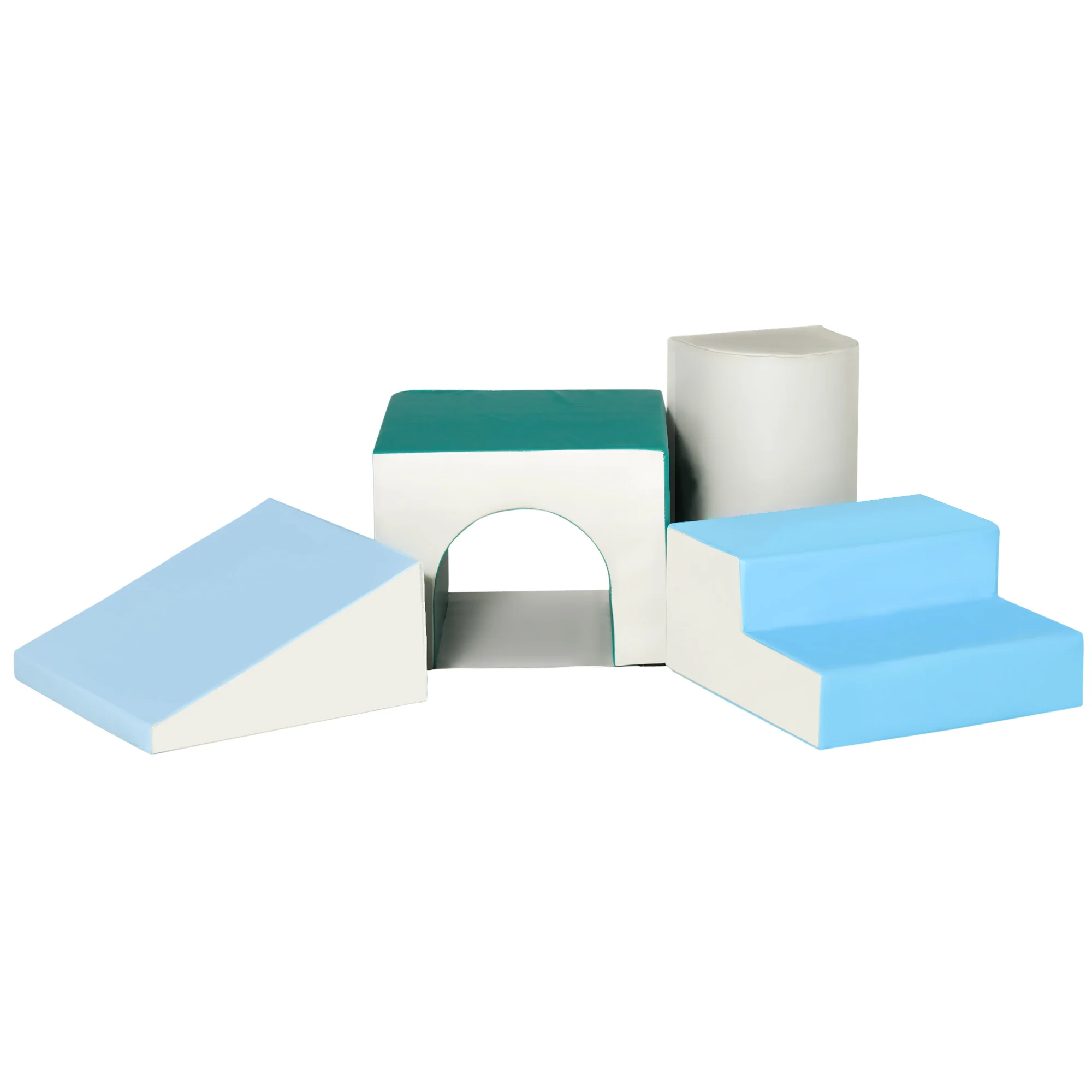 HOMCOM 4 Bloques de Espuma para Niños Tapizados en Cuero Sintético 150x50x39 cm