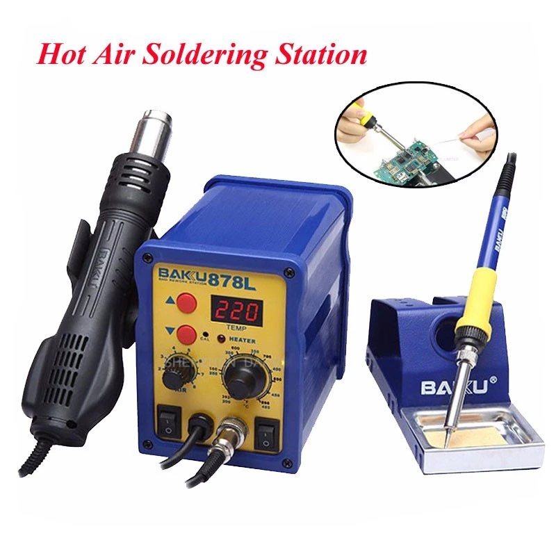 

2 in 1 Hot Air Soldering Station BAKU 878L 110V/220V LED Digital Electric Hot Air Welding Station With English Manual