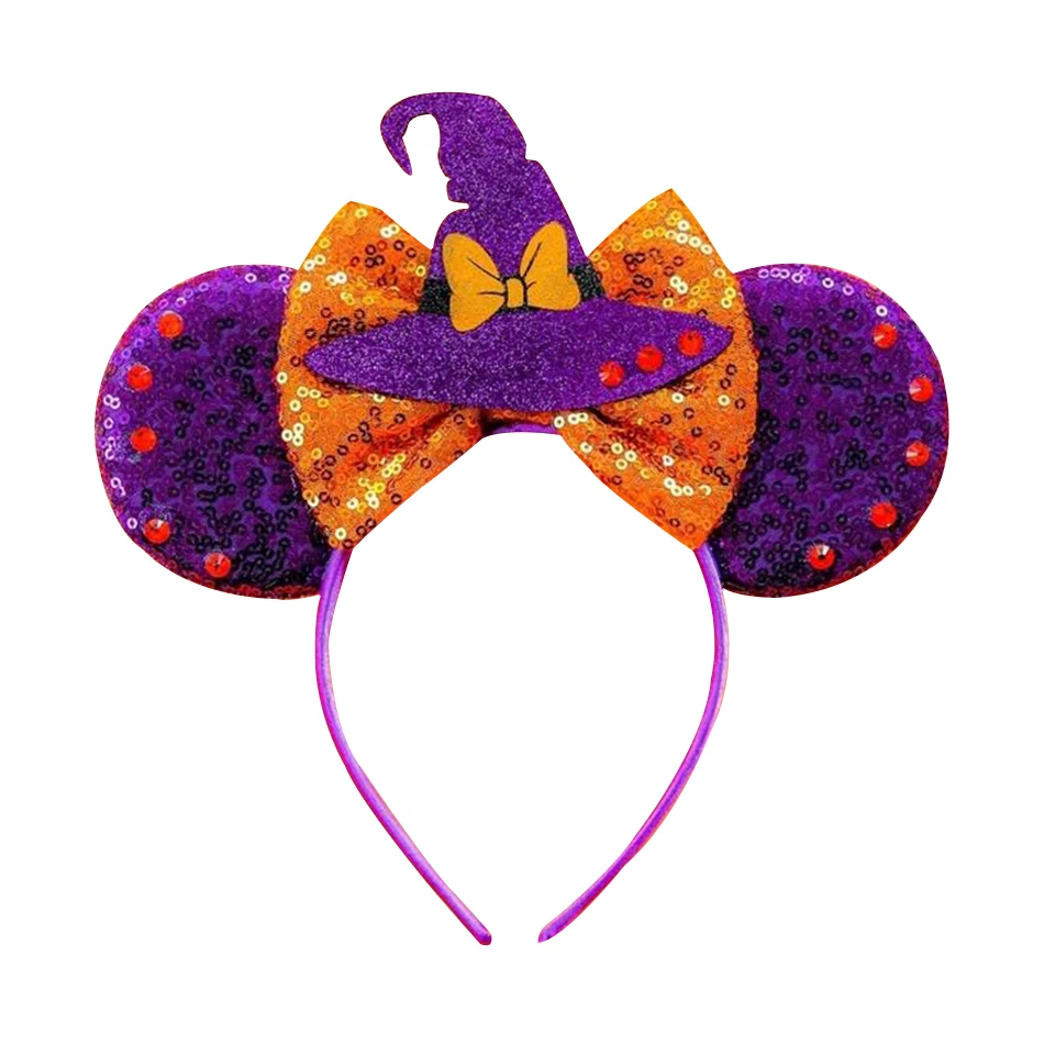 Disney Mickey Ears Headband Girls Vampire Skeleton Pumpkin Hairband Party Halloween Headwear Kids Maleficent Hair Accessory