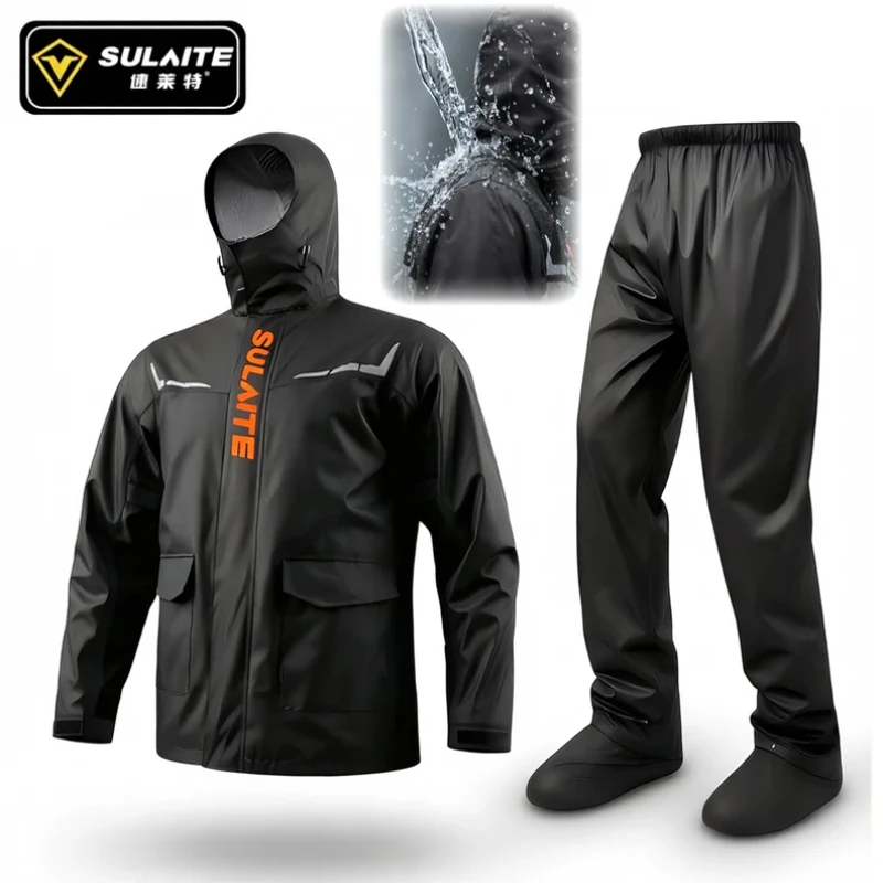 Offroad Dirt Bike Riding SULAITE Unisex Rain Suit High Waterproof Seam Sealed Detachable Hood Night Reflective Rain Gear Items