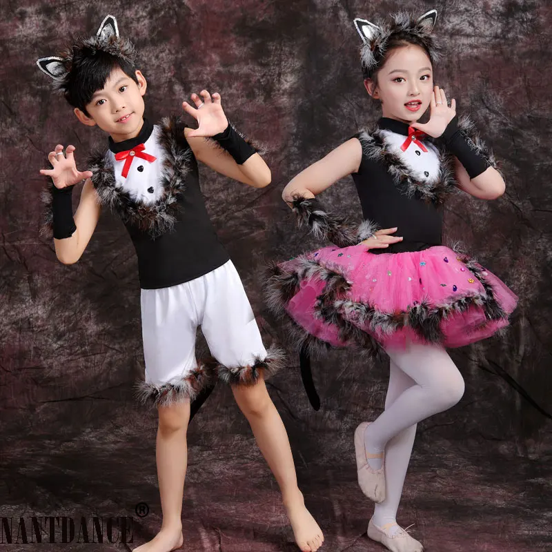 Kitten Cat Dance Trajes para Meninas, Traje de Halloween, Trajes de Dança Contemporânea, Roupas Infantis, Cosplay Dance, Trajes de Jazz