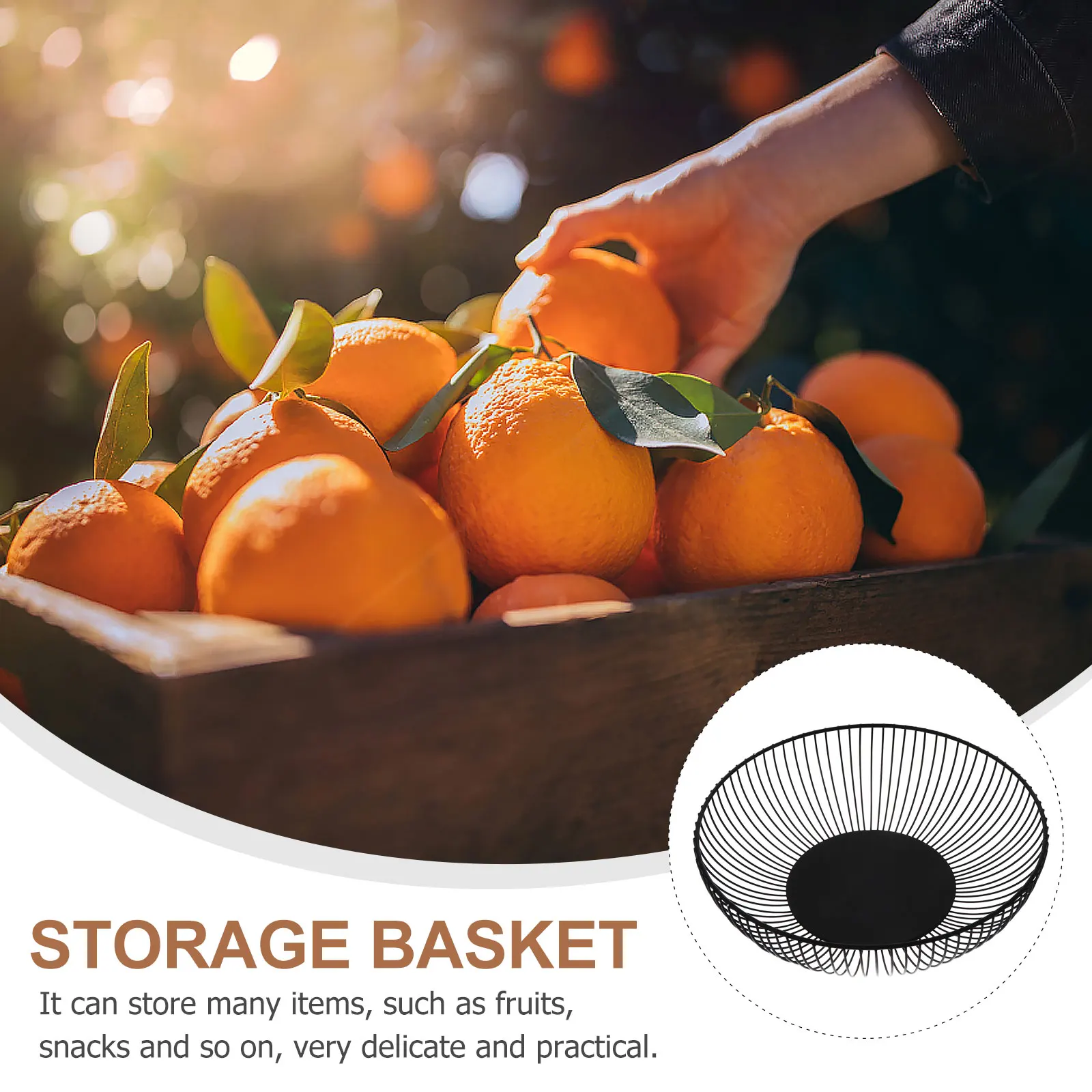 

11 Inch Fruit Basket Kitchen Counter Storage Wire Bowl For Apple Orange Pineapple Handmade Iron Snack Organizer Round Table