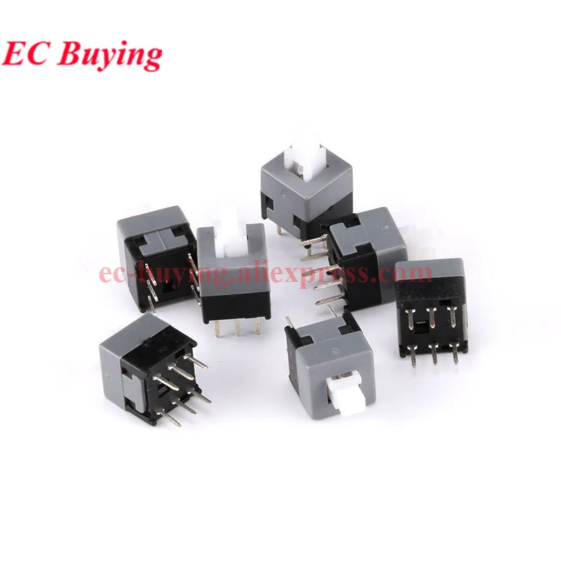10-100Pcs 5.8x5.8 7x7 8x8 8.5x8.5mm Self Locking UNlock No-lock Push Tactile Power Micro Switch 6 Pin Button Switches 7X7mm Cap