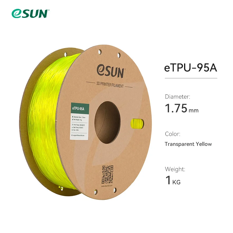 eSUN TPU-95A 2kg 3D-printfilament 1kg/rol 1,75 mm Robuust en slijtvast 3D-materiaal voor hoge snelheid printen Geschikt voor de meeste printers Snelle levering