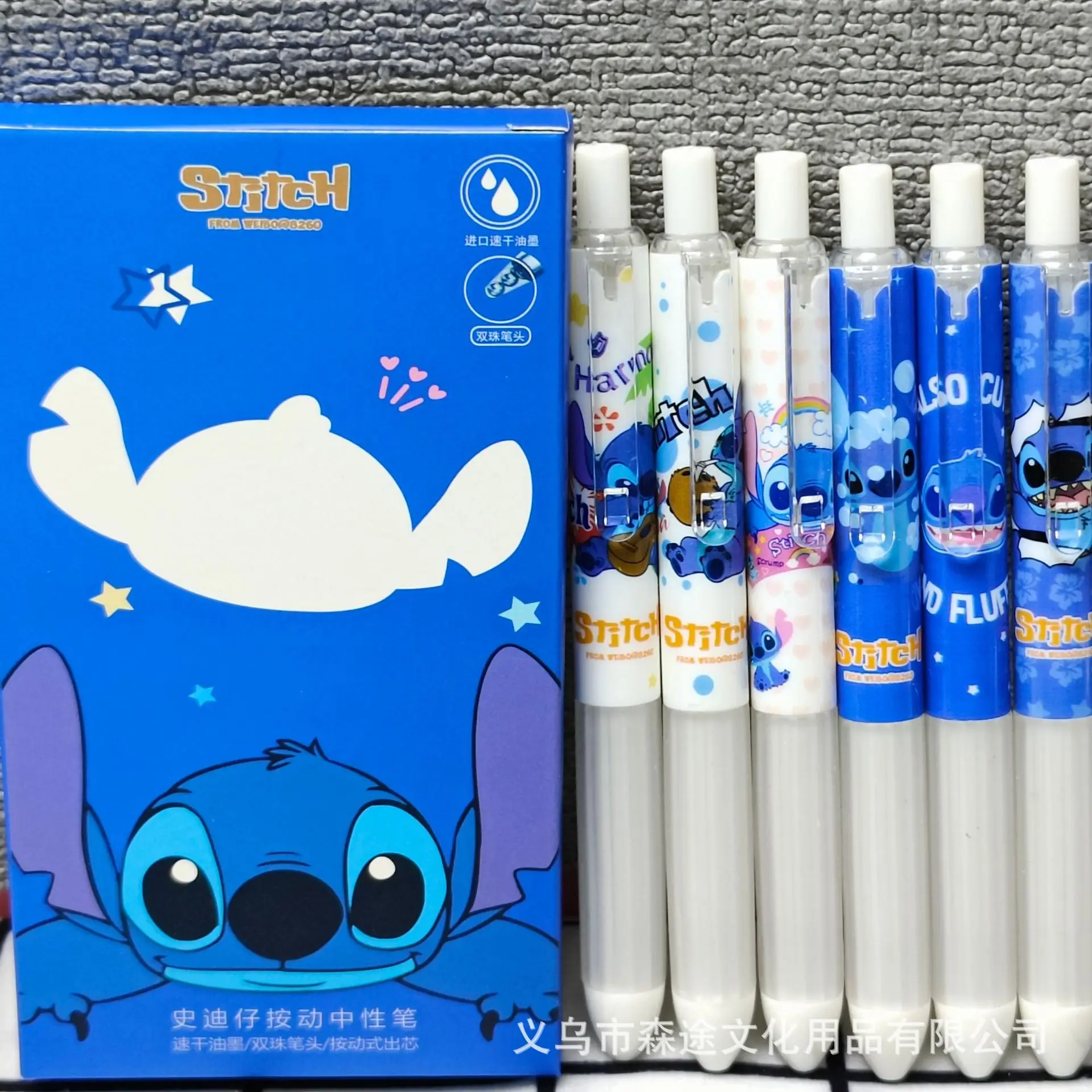 

New Disney Stitch Children's Stationery Ballpoint Pen Lilo & Stitch Anime Figures Cute Student Press Pen Stationery Supplies