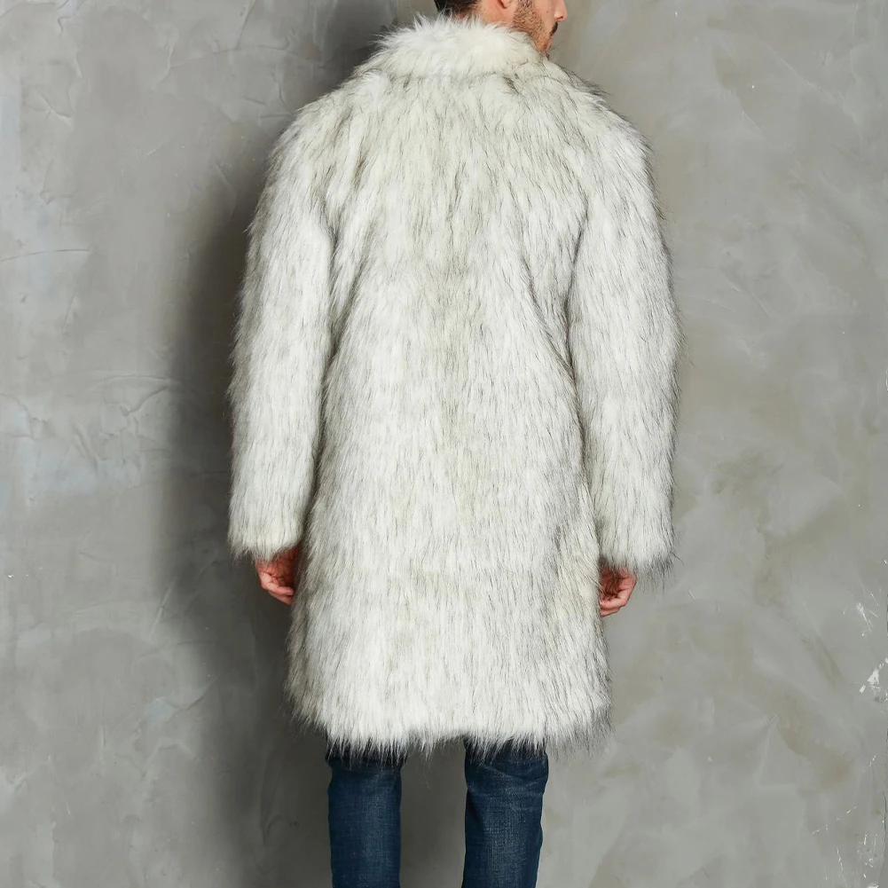 

Male Jacket Mens Coat Handsome Keep Warm Lapel Long Outwear Wear-resistant White Casual Colorblock Long Sleeve