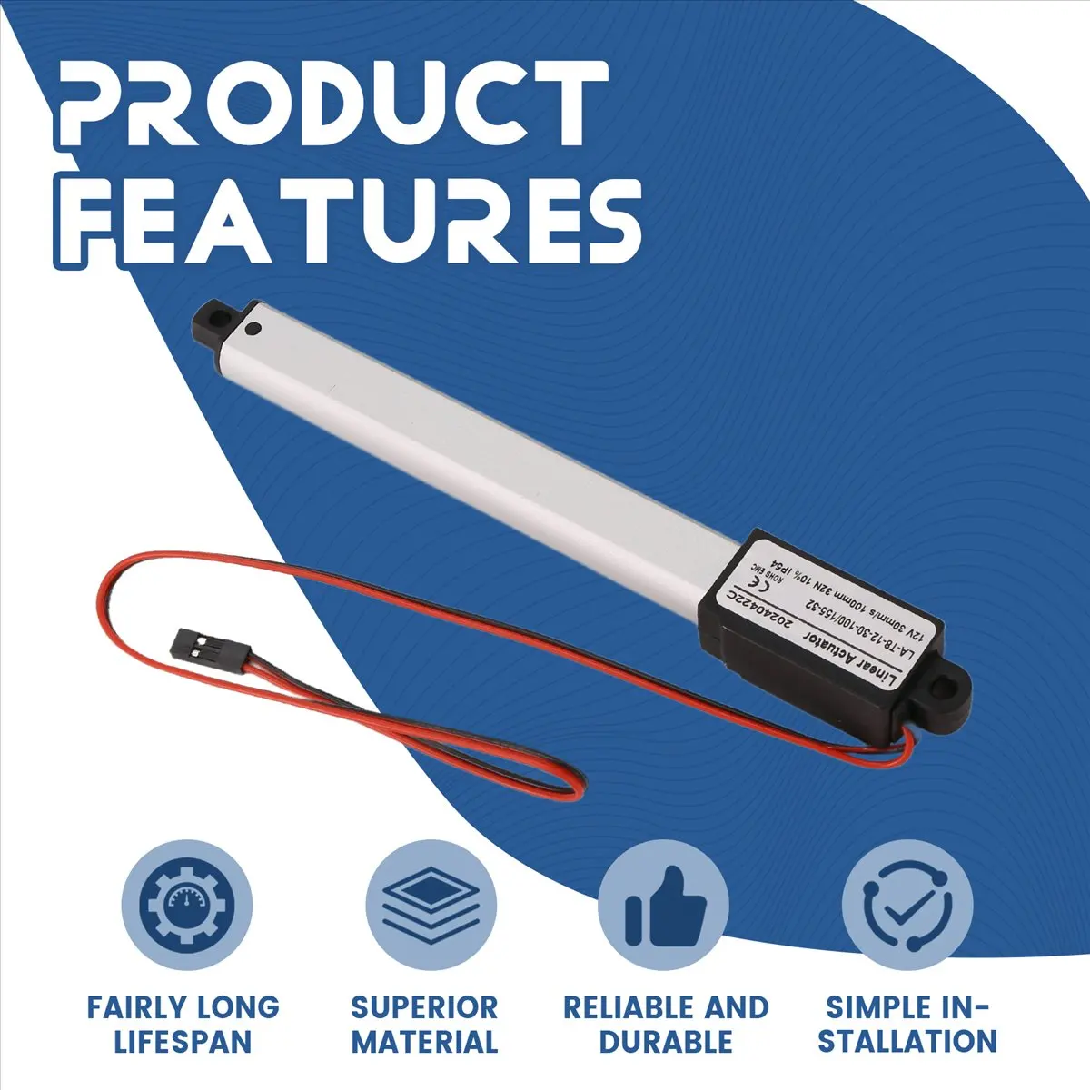 Budget-Friendly DC 12V Waterproof IP54 Mini Linear Actuator 100 mm Stroke Electric Linear Motor Window Opener 30 mm/S Speed