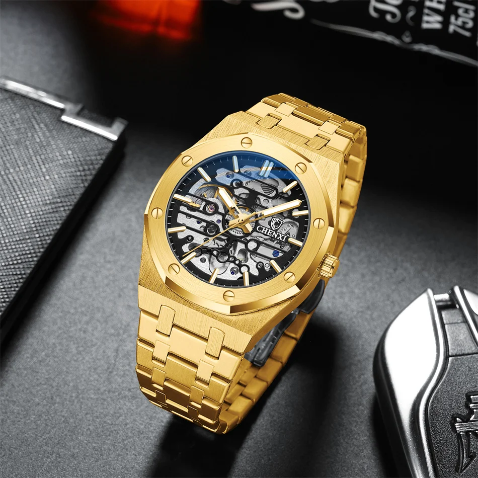 Fashion Chenxi 8848 Top Brand Full Stainless Steel Mechanical Sport Design Bezel Men Montre Homme Automatic Skeleton Wrist Watch