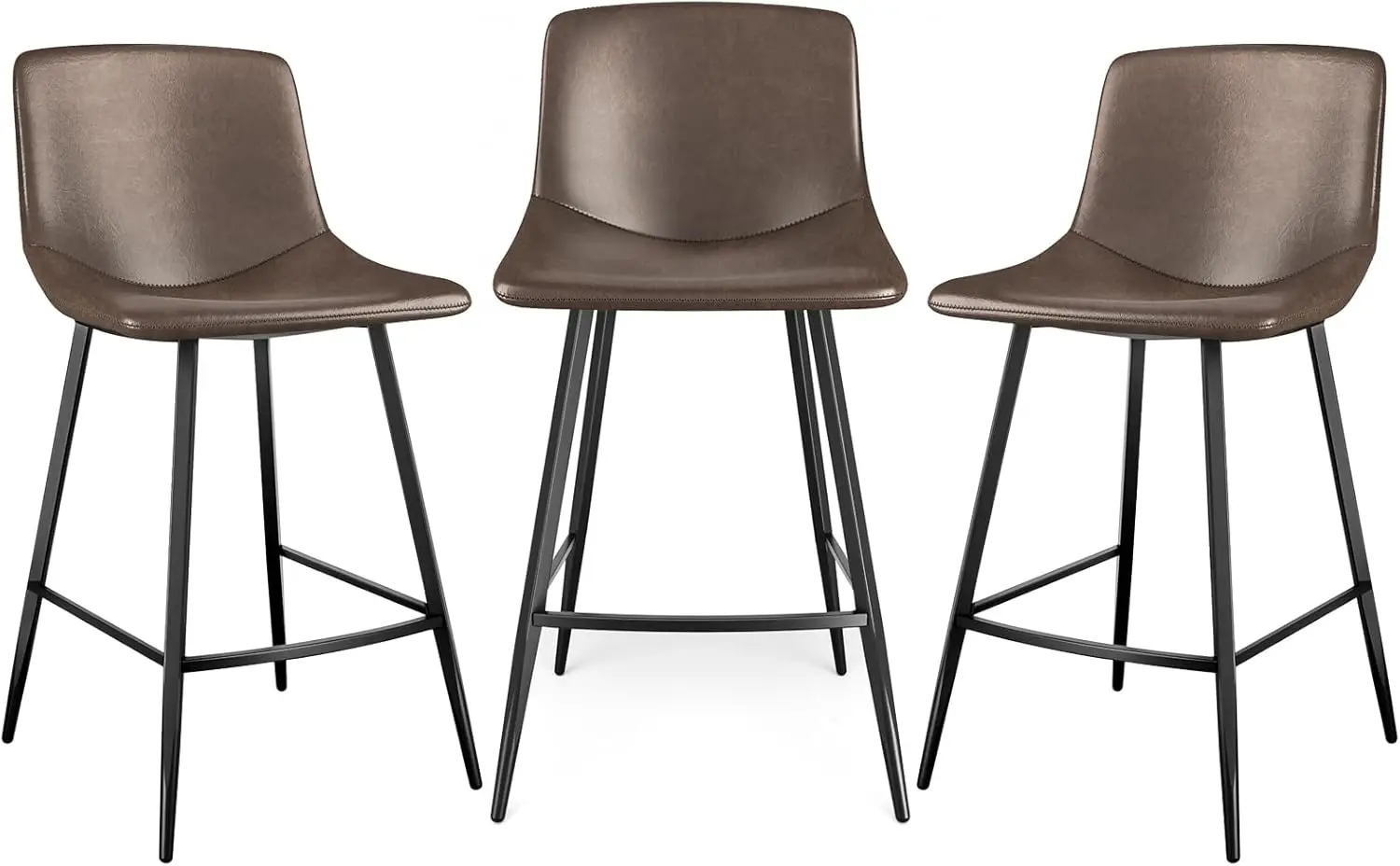 5Rcom 600 lbs Counter Height Bar Stools Set of 3, 24 Inch Leathaire Barstools with Back, Bar Chairs with Metal Legs for Kitchen