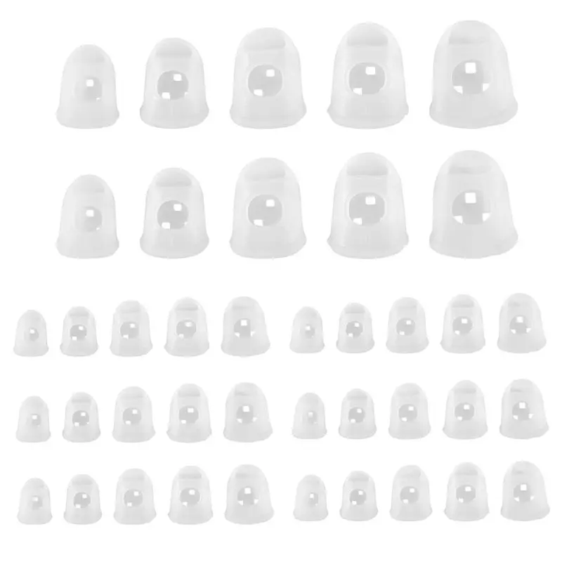 A12E-40 Pcs Fingertip Protectors, 5 Sizes Ukulele Finger Caps,For Guitar Ukulele Stringed Instruments