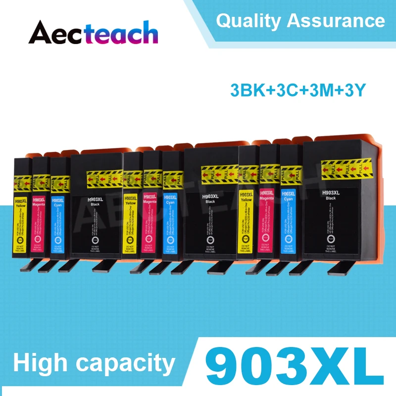 Aecteach 903 903XL Compatible Ink Cartridge For HP Officejet Pro 6950 6960 6961 6963 6964 All-in-one Printer For hp903XL 907XL