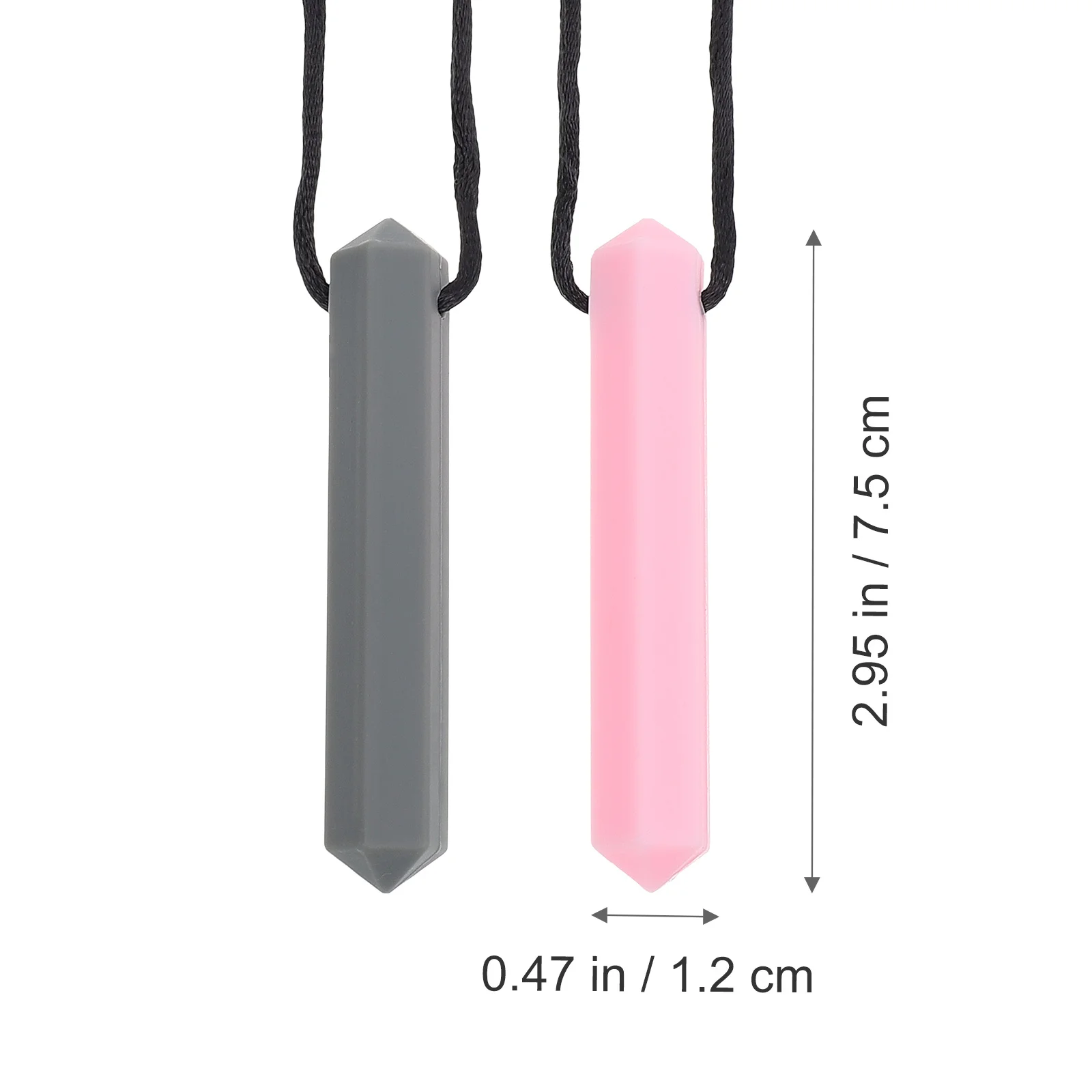 2개입 아기 씹는 장난감 실리콘 치발기 내구성 안전한 어금니 막대 치아 연마 씹는 목걸이 아기 치발기 씹는 장난감