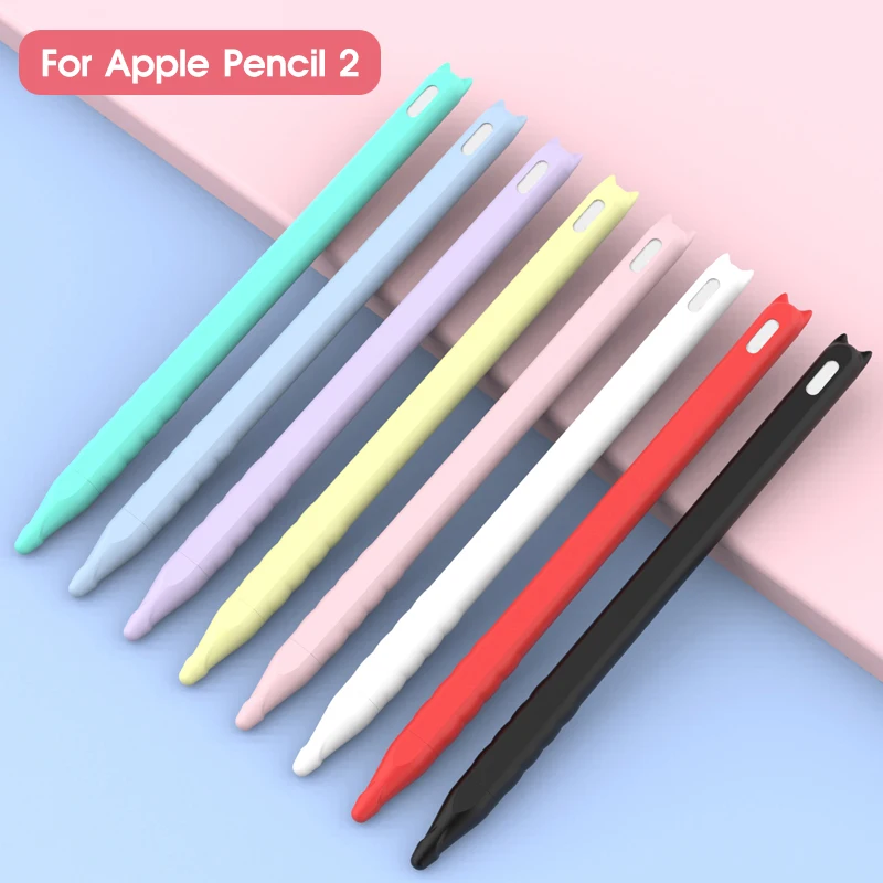 For Apple Pencil 2 Case Colorful Soft Silicone Compatible For iPad Tablet Touch Pen Stylus Protective Sleeve Cover For Pencil 2