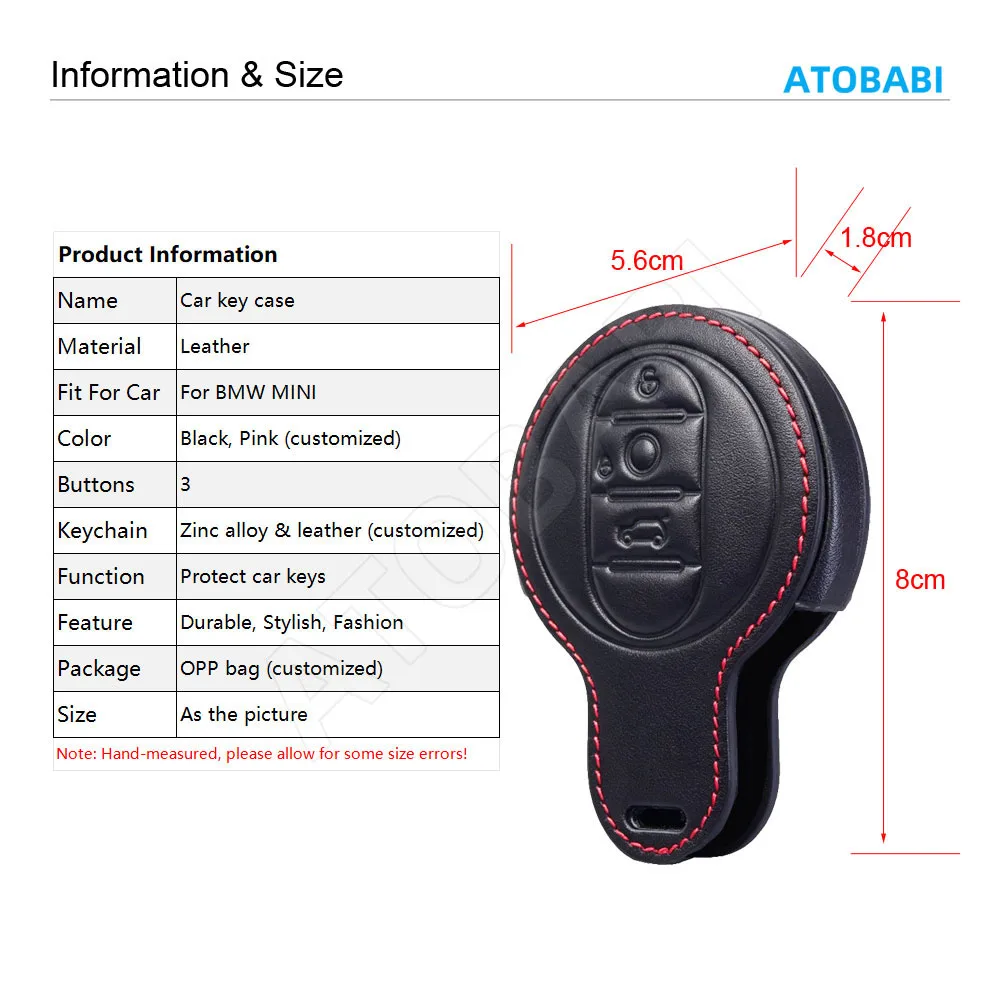 Leather Car Key Cover For BMW Mini Cooper S 2019 JCW Hatch Countryman Clubman Hardtop Smart Remote Fob Shell Cases Protector Bag - view 6