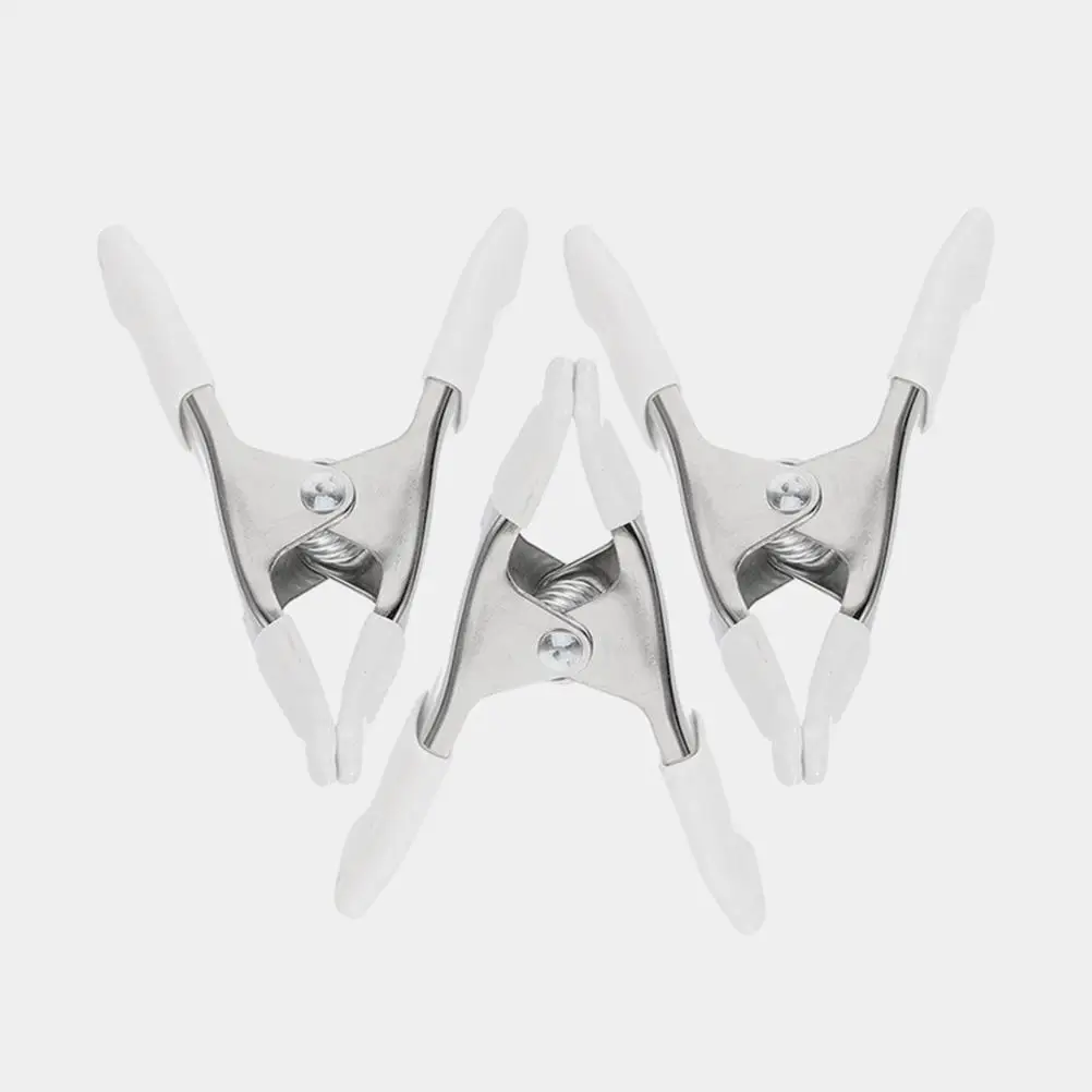 

5pcs Nickel Plated Heavy Duty Spring Clamps A-shaped Background Cloth Clips for Photography PVC Protected White Color