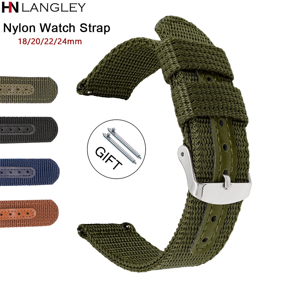 18/20/22/24mm Nylon Watch Strap Canvas Quick Release Band for Huawei Gt2 Military Universal Sport Watch Band for Samsung Gear S3