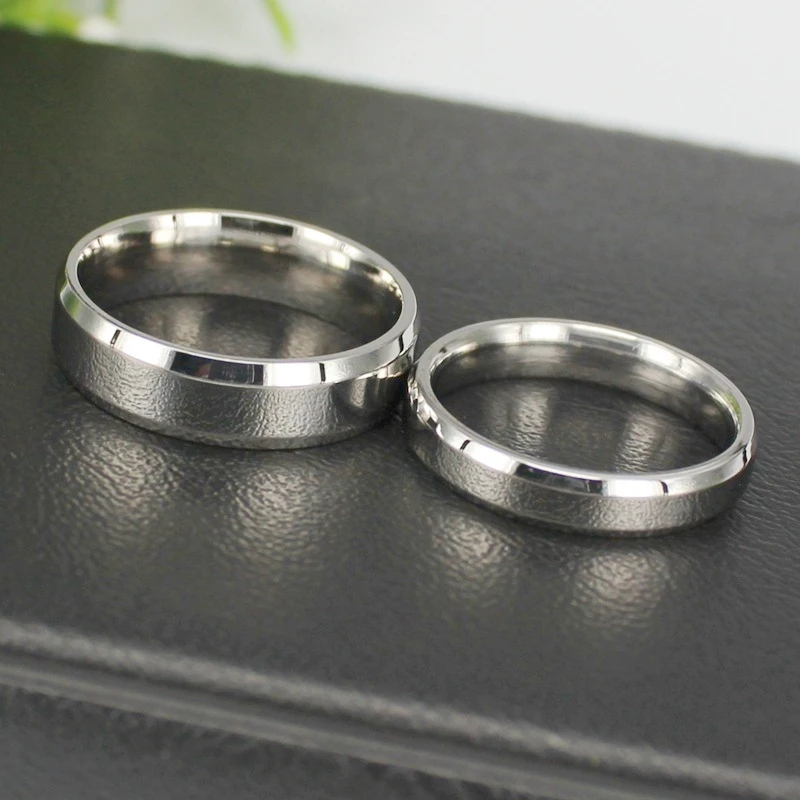 Titanium Steel Couple Ring Simple Beveled Smooth Face Ring Mirror Face Tail Ring Stainless Steel Men\'s and Women\'s Ornaments