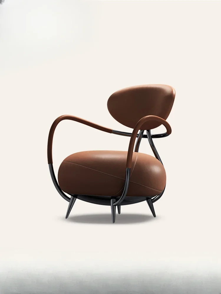 Light luxury leather leisure chairs, living room villas, Italian minimalist decorative ornaments